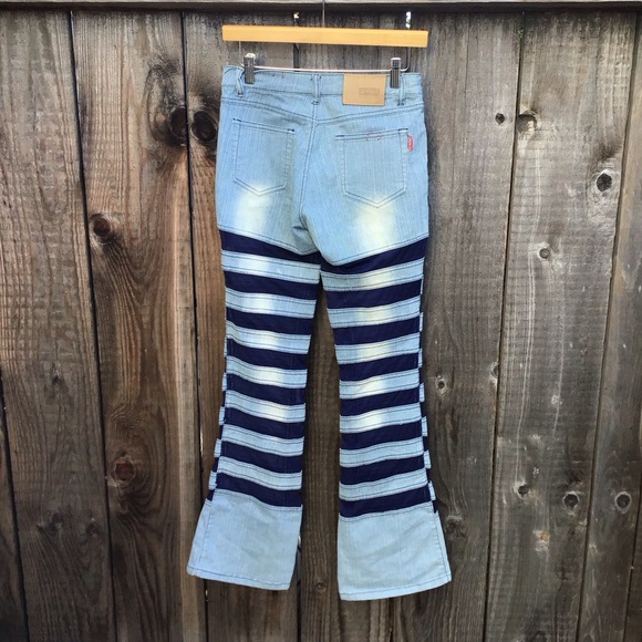 Vintage 90s Le more translucent blue flared denim jeans womens size 7 - Picture 7 of 11
